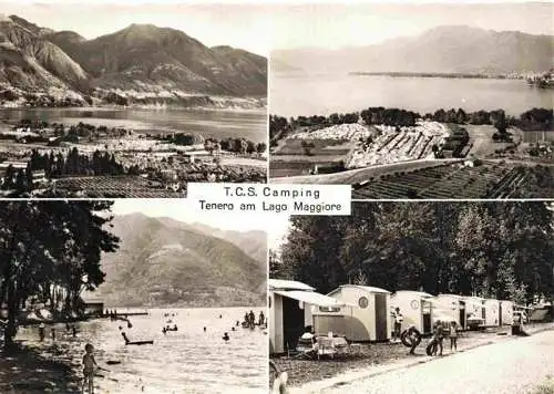 AK / Ansichtskarte  Tenero_Locarno_Lago_Maggiore_TI T.C.S. Camping am See Luftaufnahmen