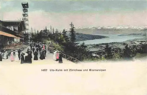AK / Ansichtskarte  Uetliberg_uetliberg_ZH Berghaus Uto Kulm mit Zuerichsee und Glarneralpen
