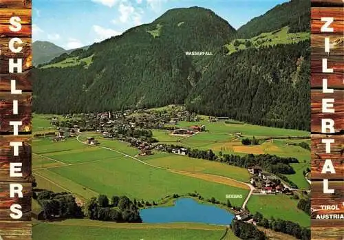 AK / Ansichtskarte 73988479 Schlitters_Zillertal_Tirol_AT Fliegeraufnahme mit Wasserfall und Seebad