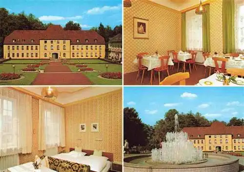AK / Ansichtskarte 73988503 Bad_Alexandersbad Hotel Garni im Markgraeflichen Schloss Gastraum Zimmer Springbrunnen