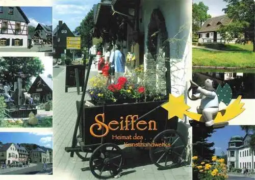 AK / Ansichtskarte 73988663 Seiffen_Erzgebirge Ortsansichten mit Hotel Buntes Haus Spielzeug und Freilichtmuseum