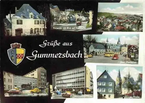 AK / Ansichtskarte 73988714 GUMMERSBACH_NRW Vogteihaus Burg Kaiserstrasse Staedt Krankenhaus Provinzialgebaeude Marktplatz Ev Kirche
