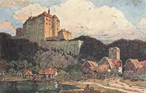 AK / Ansichtskarte 73988815 Sternberg__Maehren_Ostsudeten_Sternberk_CZ Ansicht mit Schloss Kuenstlerkarte
