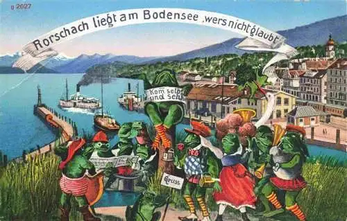 AK / Ansichtskarte  RORSCHACH_Bodensee_SG Rorschach liegt am Bodensee wers nicht glaubt... Kuenstlerkarte