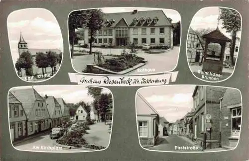 AK / Ansichtskarte 73988883 Riesenbeck_Hoerstel_Steinfurt_NRW Kirche Rathaus Reinhildes-Brunnen Kirchplatz Poststrasse