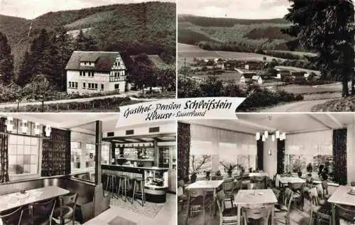 AK / Ansichtskarte  Klause_Meschede_Sauerland_NRW Gasthof Pension Schleifstein Gastraum Panorama