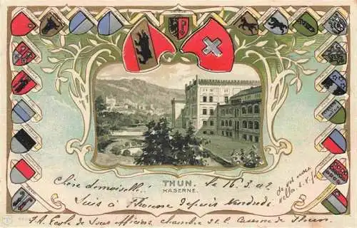AK / Ansichtskarte  THUN_Thoune_BE Kaserne Wappen Militaerpost