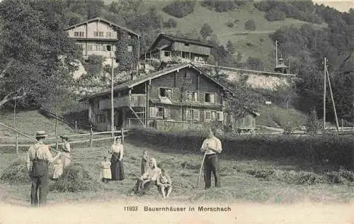 AK / Ansichtskarte  Morschach_SZ Bauernhaeuser Landwirtschaft Feldarbeit