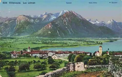 AK / Ansichtskarte  Villeneuve__Lac_Leman_VD Panorama Lac Léman et les Alpes