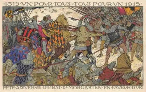 AK / Ansichtskarte  Morgarten_ZG Fête Anniversaire de la Bataille de Morgarten en faveur d'Uri Feldpost Kuenstlerkarte