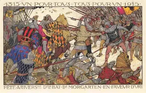 AK / Ansichtskarte  Morgarten_ZG Fête Anniversaire de la Bataille de Morgarten en faveur d'Uri Kuenstlerkarte
