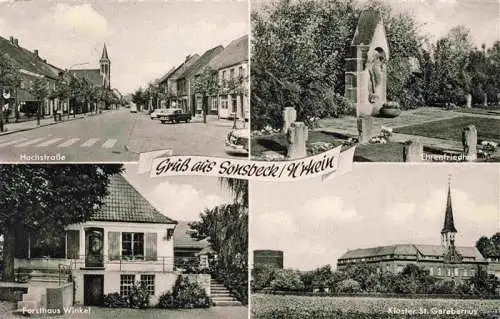 AK / Ansichtskarte  Sonsbeck_Wesel_NRW Hochstrasse Ehrenfriedhof Forsthaus Winkel Kloster St. Gerebernus