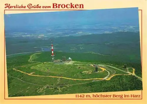 AK / Ansichtskarte 73989120 Brocken_Harz Fliegeraufnahme mit Fernmeldeeinrichtungen