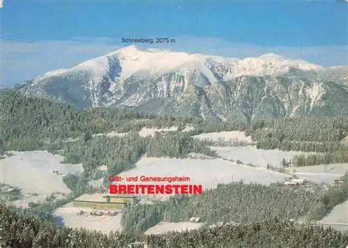 AK / Ansichtskarte  Breitenstein_Semmering_Niederoesterreich_AT Diaetheim der Versicherungsanstalt der oesterr Eisenbahnen mit Schneeberg Fliegeraufnahme