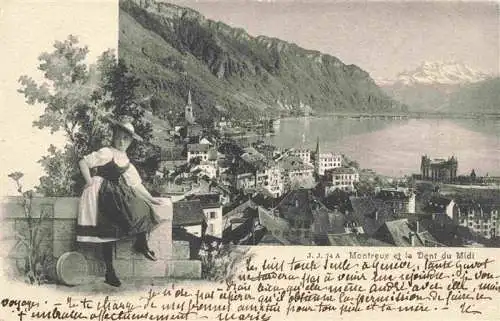 AK / Ansichtskarte  MONTREUX__VD Vue panoramique Lac Léman et la Dent du Midi Alpes