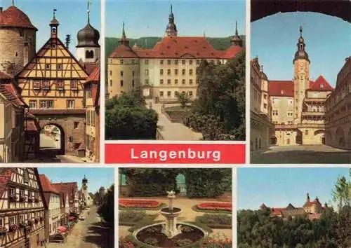 AK / Ansichtskarte 73989378 Langenburg_Wuerttemberg Schloss Stadttor Strassenpartie Park