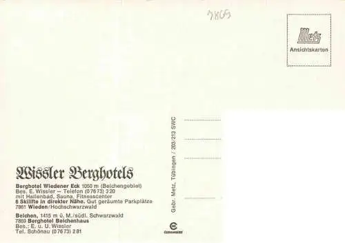 AK / Ansichtskarte  Wieden__Schwarzwald_BW Wissler Berghotels Berghotel Wiedener Eck