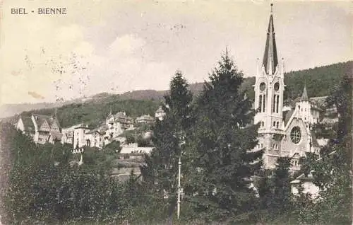 AK / Ansichtskarte  Biel_Bienne_BE Teilansicht mit Kirche Militaerpost