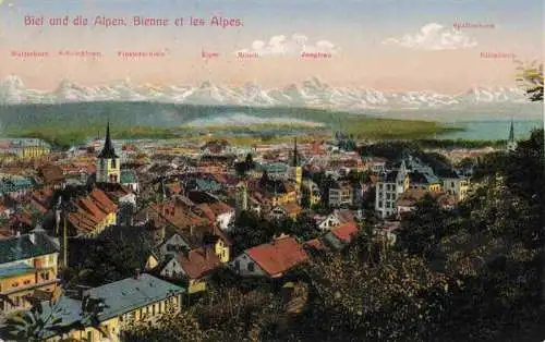 AK / Ansichtskarte  Biel_Bienne_BE Stadtpanorama mit Alpenkette