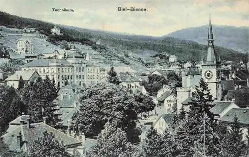 AK / Ansichtskarte  Biel_Bienne_BE Stadtansicht mit Technikum und franzoesischer Kirche