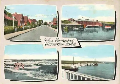 AK / Ansichtskarte  Schillig_Horumersiel_Nordseebad Ortspartie Damm Strand Hafen