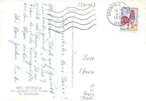 AK / Ansichtskarte  GRENOBLE_38 Vue générale et la Chaîne de Belledonne