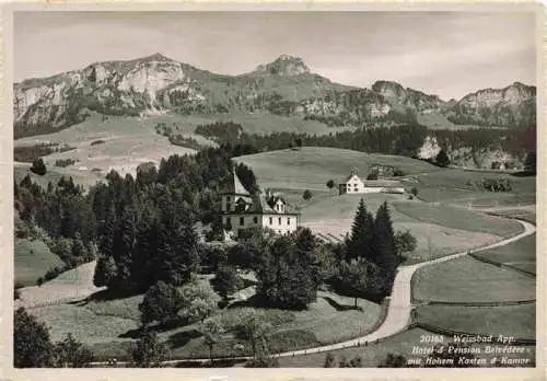 AK / Ansichtskarte  Weissbad_IR Panorama Hotel Pension Belvédère mit Hohem Kasten und Kamor