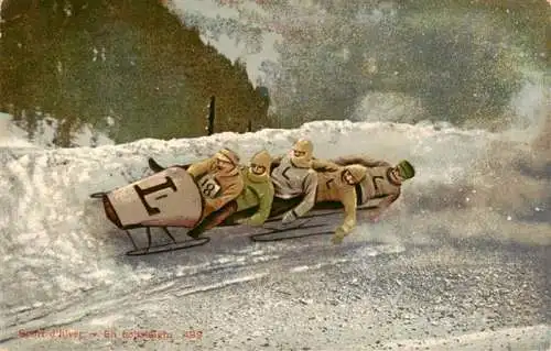 AK / Ansichtskarte  Bob_Bobsport_Bobsleigh_Traineaux_Schlitten Nr. 499 En bobsleigh