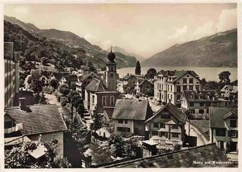 AK / Ansichtskarte  Murg_Quarten_Walensee_SG Ansicht mit Kirche Seeblick Alpen