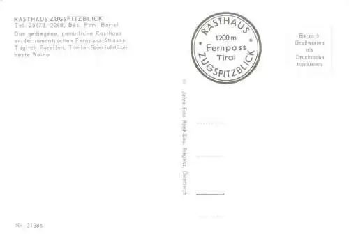 AK / Ansichtskarte  Fernpass_Reutte_Tirol_AT Rasthaus Zugspitzblick