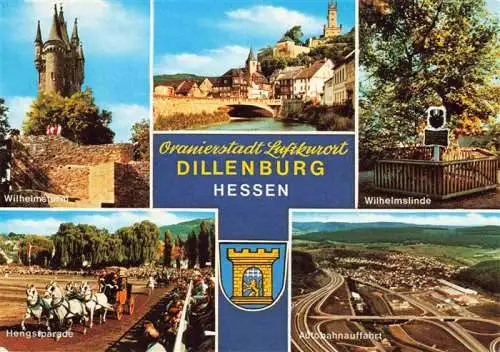 AK / Ansichtskarte 73990064 Dillenburg Wilhelmsburg Wilhelmslinde Hengstparade Autobahnauffahrt Fliegeraufnahme