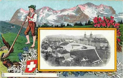 AK / Ansichtskarte  Einsiedeln__SZ Alphornblaeser Kloster