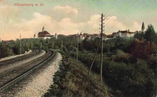 AK / Ansichtskarte  Guenzburg_Bayern Panorama Eisenbahnlinie