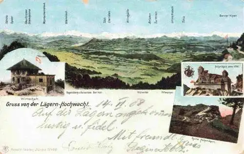 AK / Ansichtskarte  Laegern-Hochwacht_Regensberg_Dielsdorf_ZH Wirtschaft Panorama Hohenlaegern Ruine Hohenlaegern