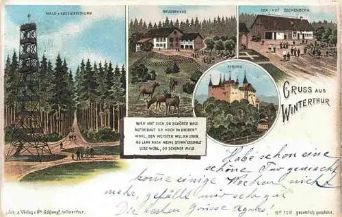 AK / Ansichtskarte  WINTERTHUR__ZH Wald und Aussichtsturm Bruderhaus Hof Eschenburg Kyburg