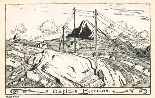 AK / Ansichtskarte  Bernina_2323m_Pontresina_GR Ospizio Bernina Zeichnung