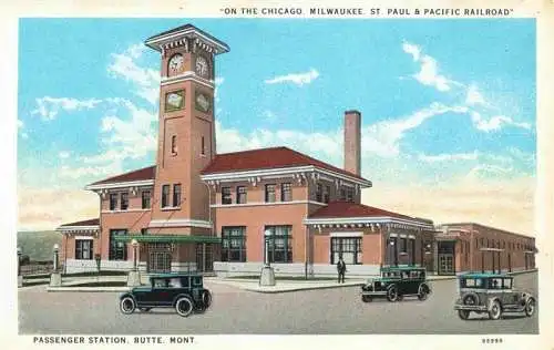 AK / Ansichtskarte  Butte_Montana_USA On the Chicago Milwaukee St Paul and Pacific Railroad Passenger Station