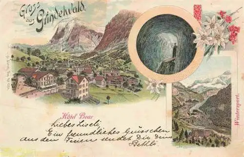 AK / Ansichtskarte  Grindelwald_BE Panorama Hôtel Bear Wintersportplatz Alpen Eishoehle Litho