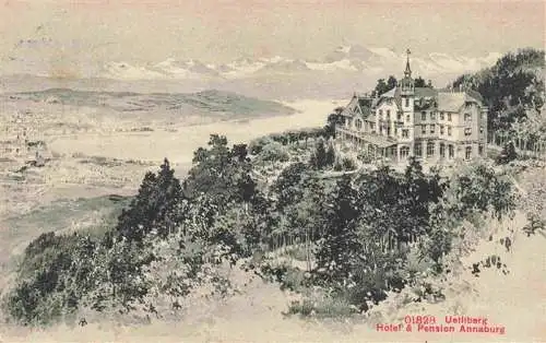 AK / Ansichtskarte  Uetliberg_uetliberg_ZH Panorama Hotel Pension Annaburg Zuerichsee Alpen Kuenstlerkarte