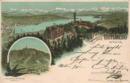 AK / Ansichtskarte  Uetliberg_uetliberg_ZH Panorama Zuerichsee Alpen Litho