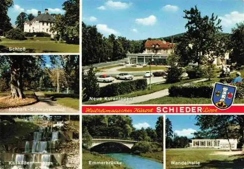 AK / Ansichtskarte 73990339 Schieder-Schwalenberg Schloss Kurpark Neue Kuranlagen Kaskaden Emmerbruecke Wandelhalle