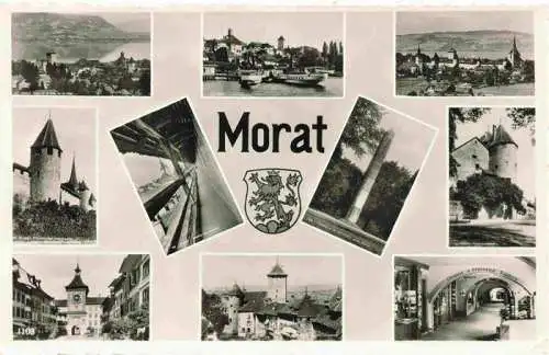 AK / Ansichtskarte  Morat_Murten_FR Teilansichten Festung Turm Stadttor Postsaeule