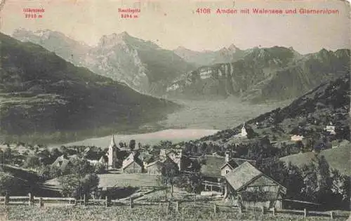 AK / Ansichtskarte  Amden_SG mit Walensee und Glarneralpen Glaernisch und Rautispitz