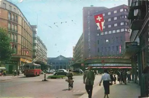 AK / Ansichtskarte  Bienne_Biel Rue de la gare Hotel Elite et maison du peuple