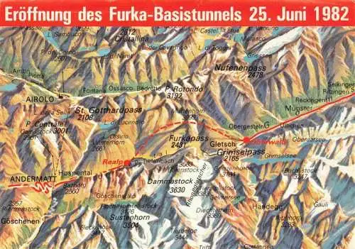 AK / Ansichtskarte  Furka_2431m_UR Eroeffnung des Furka Basistunnels 1982 Panoramakarte
