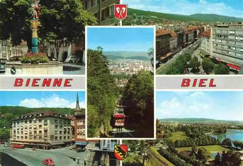 AK / Ansichtskarte  Bienne_Biel Brunnen Panorama Teilansichten