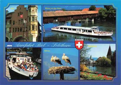 AK / Ansichtskarte  Biel_Bienne_BE Aarefahrt Biel Solothurn Schleuse Port Altreu Bueren an der Aare