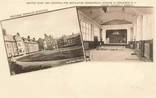 AK / Ansichtskarte 73990746 Streatham__Lambeth_London_UK British Home and Hospital for Incurables South West Corner Entertainment Hall