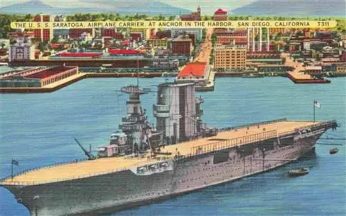 AK / Ansichtskarte  SAN_DIEGO_California_USA The Uss Saratoga Airplane Carrier at Anchor in the Harbor 