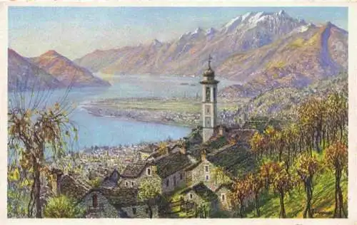 AK / Ansichtskarte  Brione-Verzasca_Minusio_Locarno_TI Locarno visto da Brione Kuenstlerkarte